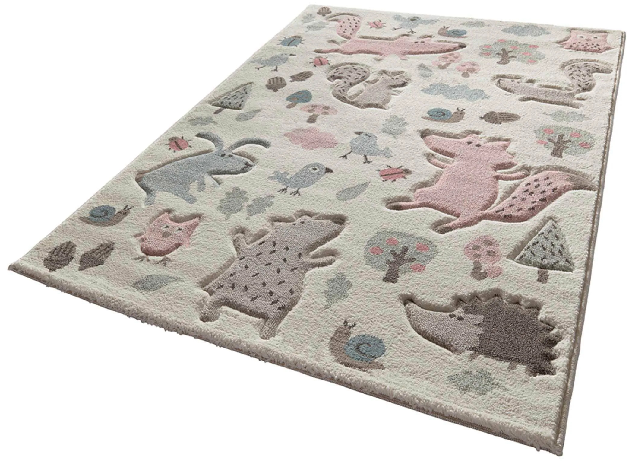 Sigikid Kinderteppich »Forest«, rechteckig, 13 mm Höhe, Wald Tiere Design, Kurzflor Sigikid beige/rosa B: 200 cm   1 St.