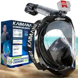 Die Preisgekrönte KAIMANA® Schnorchelmaske für Erwachsene & Kinder - absolut CO2 sicher - inkl. Tragetasche - Tauchermaske Erwachsene - Vollgesichtsmaske Tauchmaske