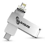 SUHSAI USB-Speicherstick 4-in-1 Flash Drive USB Stick 256GB Pen Drive USB 3.0 Flash-Laufwerk USB C Stick Thumb Drive Kompatibel mit iPhone, iPad, Android, Laptop, Tablet, PC, Computer (Silber)