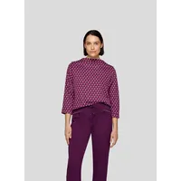 3/4-Arm-Shirt RABE, Damen, Gr. 38, pflaume, Web, Obermaterial: 70% Polyester, 28% Viskose, 2% Elasthan, gemustert, tailliert hüftbedeckend, Rundhals, Aufschlag, Shirts 3/4-Arm-Shirt, mit grafischem Muster