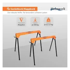 holmwerk® 4x Arbeitsbock Klappbock Gerüstbock Sägebock - 1000 kg Traglast