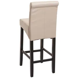 Mendler Barhocker HWC-C33, Barstuhl Tresenhocker, Holz FSC®-zertifiziert ~ creme, dunkle Beine, Kunstleder
