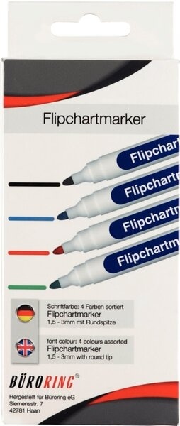 Flipchart-Marker, Rundspitze, sortiert, Strichstärke: 1,5 - 3 mm