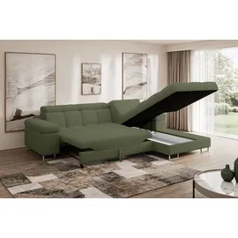 altdecor Ecksofa Cord mit Schlaffunktion 2-Sitzer Dunkelgrau