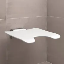 Hewi System 900 Klappsitz mit Hygieneausschnitt 450 x 112 x 525 mm Edelstahl geschliffen signalweiß