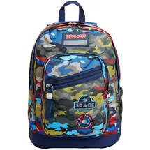 Seven Rucksack, Backpack für Schule, Uni & Freizeit, Geräumige Schultasche für Teenager, Mädchen und Jungen, mit Trinkflaschenfach, blau, italienisches Design, NEW FIT CAMO STAINS