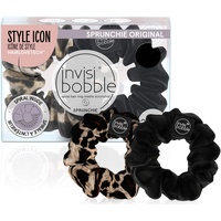 invisibobble Sprunchie Spiral-Haarring – True Black und Purrfection – 2 Stück – Haargummi, stilvolles Armband, starker elastischer Griff, Spulenzubehör für Damen, sanft für Mädchen, Teenager und