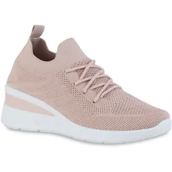 Damen Sneaker Wedges in Altrosa