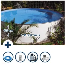 Planet Pool Stahlwandpool rund Brasilia Komplett-Set 0,6 mm 300 x 120 cm