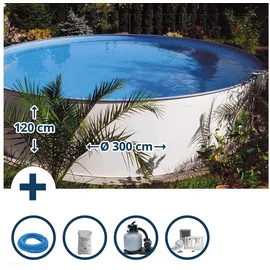 Planet Pool Stahlwandpool rund Brasilia Komplett-Set 0,6 mm 300 x 120 cm