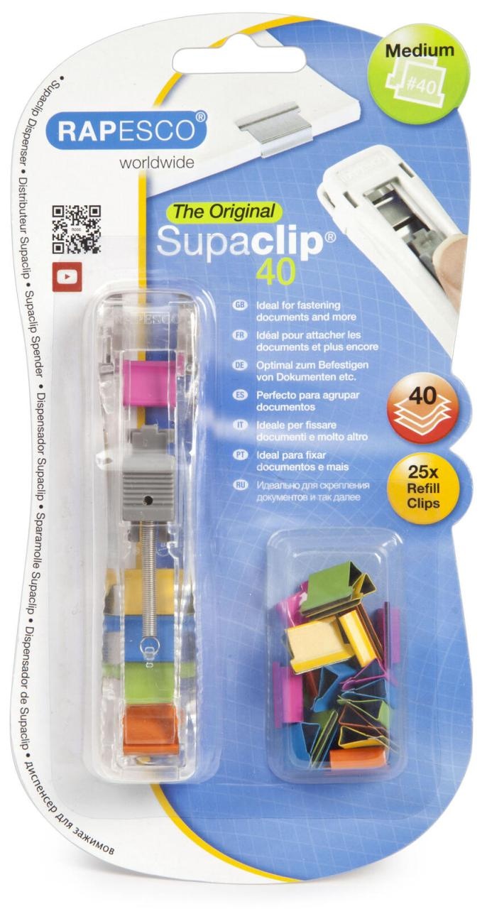 RAPESCO® Supaclip-Spender Rapesco Supaclip-Spender 1St RC4025MC pink, gelb, blau, grün, orange