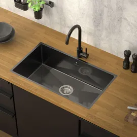 ML-Design Xxl 1 Becken rechts Einbauspüle Edelstahl Anthrazit Handbetätigung 700 x 400 mm