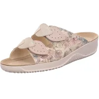 Rohde Damen Pantolette Leder Blumen Muster Keilabsatz Soltau-40 1957, Größe:41 EU, Farbe:Beige