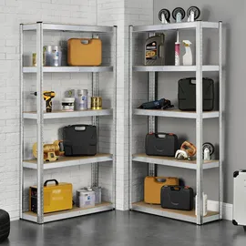 Juskys Lagerregal Basic 2er Set 180x90x40 cm - Silber, Metall 90x180x40 Freizeit, Heimwerken, Werkstatt