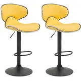 CLP Barhocker Las Vegas 2er Set höhenverstellbar Kunstleder 2 x Gelb/Schwarz