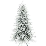 Homcom Weihnachtsbaum, 180cm Christbaum mit Schnee, 1815 Zweigen, Kiefernbaum mit klappbarem Metallständer, Grün