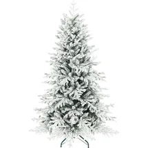 Homcom Weihnachtsbaum, 180cm Christbaum mit Schnee, 1815 Zweigen, Kiefernbaum mit klappbarem Metallständer, Grün