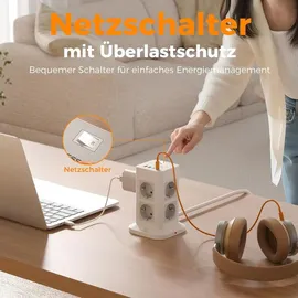 TESSAN Mehrfachsteckdose 2 m Grau 8 St.