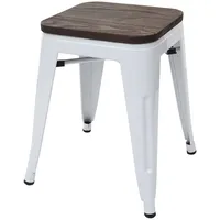Mendler Hocker HWC-A73 Holz-Sitzfläche 39 x 46 x 39 cm Weiß