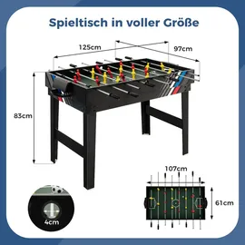 Costway 4 in 1 Tischkicker, Multifunktionstisch mit Tischfußball,Billard,Tischtennis&Airhockey, Kombi-Spieltisch-Set für Kinder&Erwachsene 125x97... - Schwarz