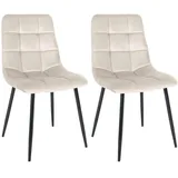 CLP 2er Set Esszimmerstuhl Tilde Creme, Samt