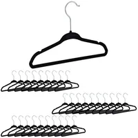 Relaxdays 90 x Kinderkleiderbügel Samt schwarz