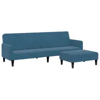 VidaXL Schlafsofa 2-Sitzer mit Fußhocker Blau Samt - Blau