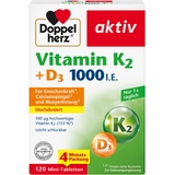 Doppelherz Vitamin K2 + D3 1000 I.E. - Vitamin D und K tragen im Zusammenspiel zum Erhalt gesunder Knochen bei - 120 Mini-Tabletten