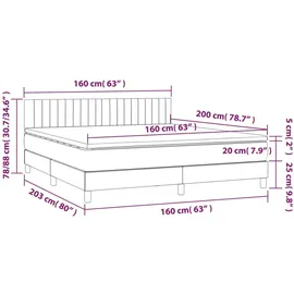 vidaXL Boxspringbett mit Matratze Hellgrau 160x200 cm Samt1397724