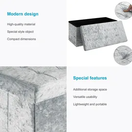 Intirilife Sitzbank 76x38x38 cm in Samt Blaugrau - Sitzwürfel