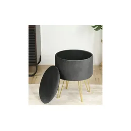 Akord Pouf AKORD LILI aus Samtstoff mit Stauraum 35 x 45 x 35 cm Grau