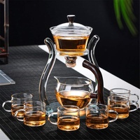 RORA Glas-Teekannen-Set, Glas, automatisches Design, magnetisch, drehbar, Kungfu hitzebeständig, Teekanne mit 6 Teetassen (Teekanne mit 6 Schüsseln)