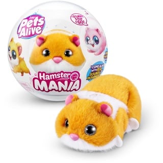 Pets Alive Hamster Mania von ZURU, Orange Hamster, Pet Nurture, Kuscheltier, Real Alive, 20+ Sounds Interaktiv, Elektronisches Haustier, (Orange)