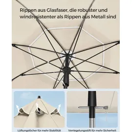 Songmics Sonnenschirm Ø 200 cm Beige