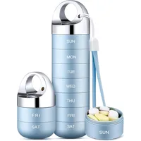 Zannaki Pillendose aus Metall, tragbar, wasserdicht, wöchentliche Pillendose, große Aluminiumlegierung, BPA-frei, für 7 Tage, für Vitamin, Fischöl, Nahrungsergänzungsmittel