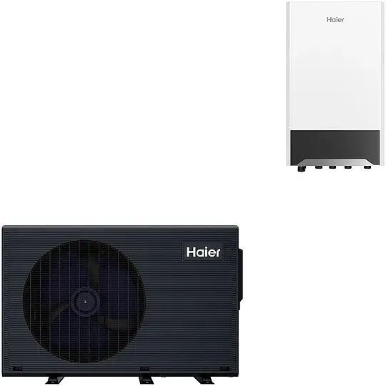 Haier Hydro-Split Luft-Wasser-Wärmepumpe Außeneinheit 6 kW mit Split Inneneinheit, inkl. Erstinbetriebnahme - HPM06-ND2-H/HPM06(12)-ND2-WW1
