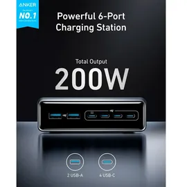 Anker Prime Ladegerät 200W 6 Ports GaN