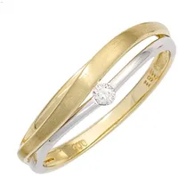 Schmuck Krone Solitärring Ring mit Brillant, 585 Gold bicolor teilmattiert, Gold 585 Innenumfang 50mm ~ Ø15.9mm