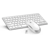Seenda 2,4G Kleine Ultradünne Funk Tastatur- und Maus-Set, mit USB Empfänger für PC, Desktop, Kompakte Tastatur mit QWERTZ Layout weiß