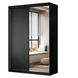 Lookway Kleiderschrank CAMARO II 150 cm mit Spiegel Schiebetürenschrank schwarz