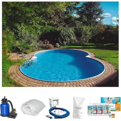Achtformpool CLEAR POOL "Premium Mallorca", weiß, B:300cm H:120cm L:470cm, Schwimmbecken, inkl. umfangreichem Zubehör BxLxH: 300x470x120 cm