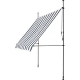 pro.tec Klemmmarkise 400x120x200-300cm ohne Bohren Dunkelblau / Weiß