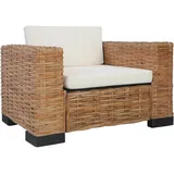 vidaXL Sessel mit Auflagen Rattansessel Loungesessel Wohnzimmersessel Relaxsessel Clubsessel Korbsessel Armsessel Rattanmöbel Natur Rattan