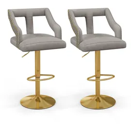 Costway Barhocker 63-85 cm Samt Grau