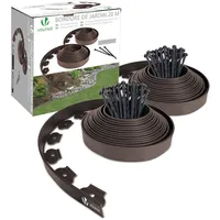 VOUNOT® Flexible Rasenkante Kunststoff mit 60 Erdanker, Länge 20m Höhe 5cm, Braun