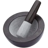 KitchenCraft Master Class Mörser und Stößel, Granit-Reibschale und Stößel, Mühle für Kräuter und Gewürze, Reibschale 20 x 12 Cm