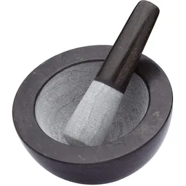 KitchenCraft Master Class Mörser und Stößel, Granit-Reibschale und Stößel, Mühle für Kräuter und Gewürze, Reibschale 20 x 12 Cm