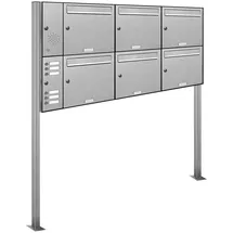 AL Briefkastensysteme 6er Premium Edelstahl Standbriefkasten Anlage Klingel Links Postkasten 3x2
