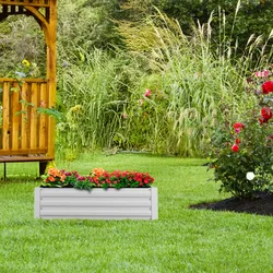 Relaxdays Relaxdays Hochbeet, verzinktes Metall, für Blumen, Pflanzen & Gemüse, HxBxT: 30x120x90 cm, eckiges Pflanzenbeet, weiß