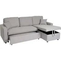 MCW L17 Ecksofa mit Bettkasten MCW-L17, Couch Sofa L-Form, Liegefläche Nosagfederung 228cm ~ grau